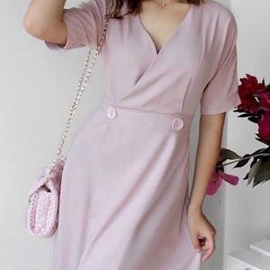 Pink Midi Dress with Button Details